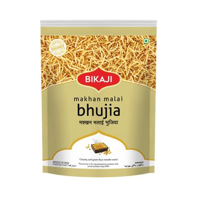 Bikaji Makhan Malai Bhujia (400g / 14.11 oz) Rich & Buttery Creamy Masala Sev Light, Melt-in-Mouth Indian Namkeen Authentic Bikaneri Savory Snack Traditional Mild Spice Tea-Time Munchies