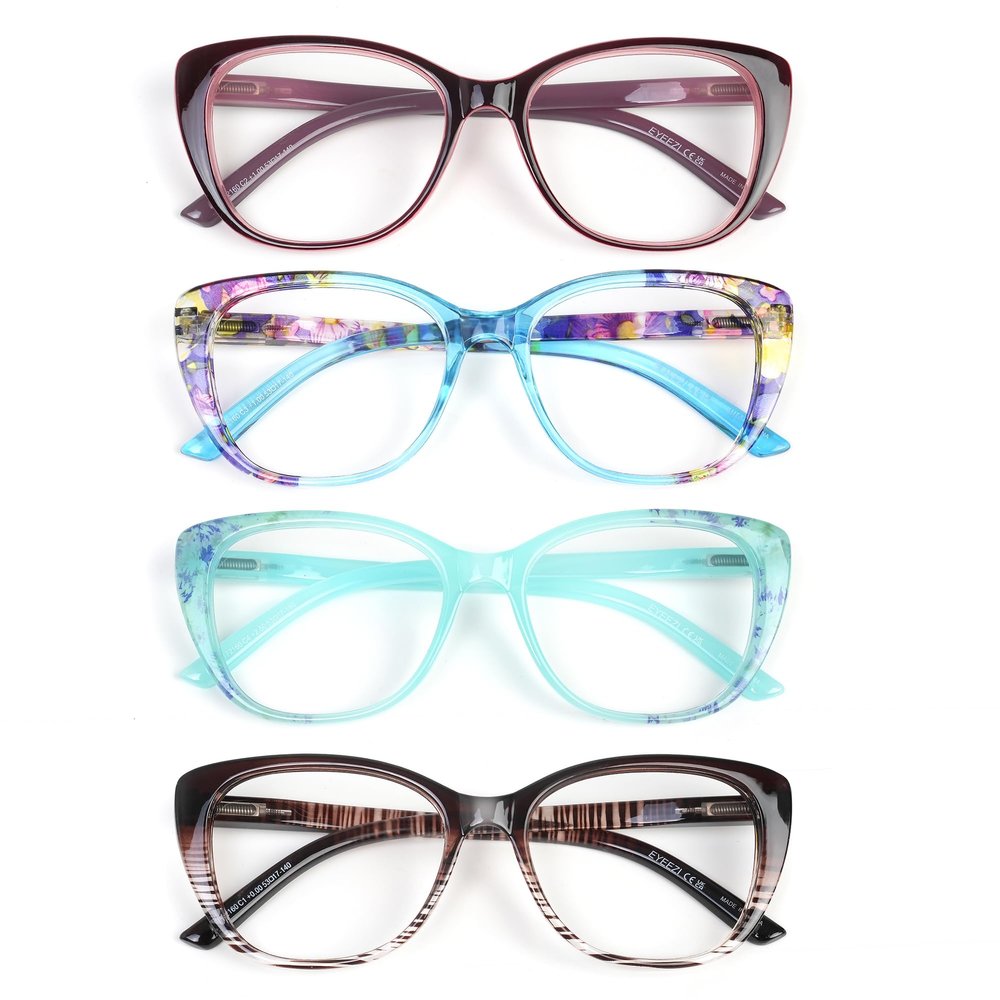 eyeezi Cat Eye Reading Glasses for Women-Blue Light Reading Glasses for Women Readers with Flexible Spring Hinges, Anti-Glare Readers 1.50+