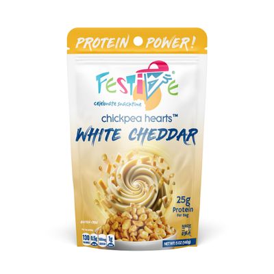 Festive Chickpeas - Garbanzo Hearts - Non-GMO Vegan Soy-Free - White Cheddar - 5oz (140g) - 4 Pack