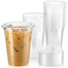 Fit Meal Prep 50 Pack 16 oz Clear Plastic Cups with Flat Lids, Disposable Iced Coffee Cups, BPA Free Premium Crystal Smoothie Cup for Party, Lemonade Stand, Cold Drinks, Juice, Milkshake view 1