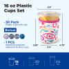 Fit Meal Prep 50 Pack 16 oz Clear Plastic Cups with Flat Lids, Disposable Iced Coffee Cups, BPA Free Premium Crystal Smoothie Cup for Party, Lemonade Stand, Cold Drinks, Juice, Milkshake view 2