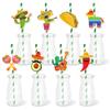 16 Pieces Mexican Fiesta Party Decor - Mexican Theme Shaped Cutouts and Paper Striped Straws for Cinco De Mayo Party Supplies, Mexican Theme Carnivals Festivals, Wedding, Birthdays Party Favors view 1