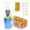 Cherodada 7"x 12", 100Pcs Bottom Gusset Bags, with Twist Ties and Thank You Sticker for Gift Wrapping, Wrapping Candies, Cookies, Chocolates, Popcorn view 1