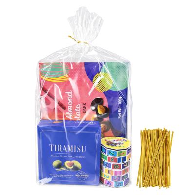 Cherodada 10"x 14", 100Pcs Bottom Gusset Bags, with Twist Ties and Thank You Sticker for Gift Wrapping, Wrapping Candies, Cookies, Chocolates, Popcorn