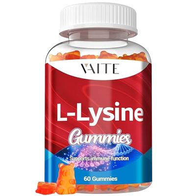 VAITE L-Lysine 1000mg Gummies - Supports Skin, Lip, Vegan, Gluten Free, Vitamins for Adults Tissue Health & Immune System, Chewables, Amino Acid Vitamin Supplement & Complex Supplements, Non-GMO