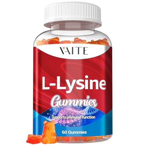 VAITE L-Lysine 1000mg Gummies - Supports Skin, Lip, Vegan, Gluten Free, Vitamins for Adults Tissue Health & Immune System, Chewables, Amino Acid Vitamin Supplement & Complex Supplements, Non-GMO
