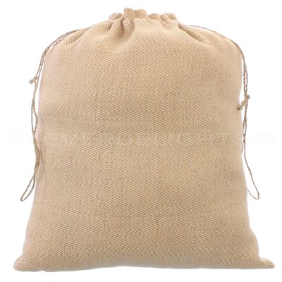 CleverDelights 12 x 18 Inch Herringbone Burlap Bags - 10 Pack - 12x18 Jute Cotton Blend Drawstring Gift Sacks
