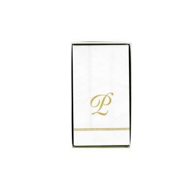 Caspari Hemstitch Script P Initial Guest Towel Napkins - 40 Per Box
