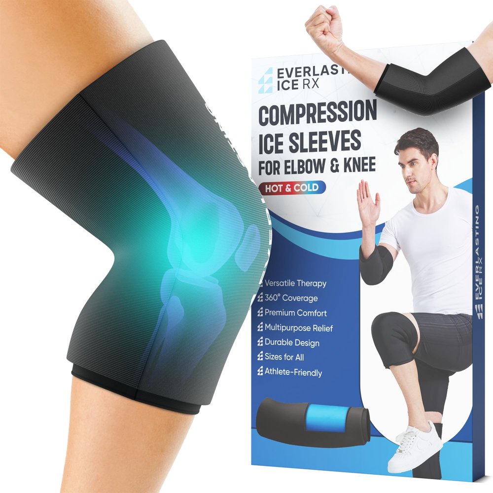 EverlastingIce Knee Ice Pack Wrap Compression Sleeve for Injuries | Hot & Cold Therapy Ice Pack for Knee, 360 Coverage | Reusable for Elbow, Ankle, Wrist - Large