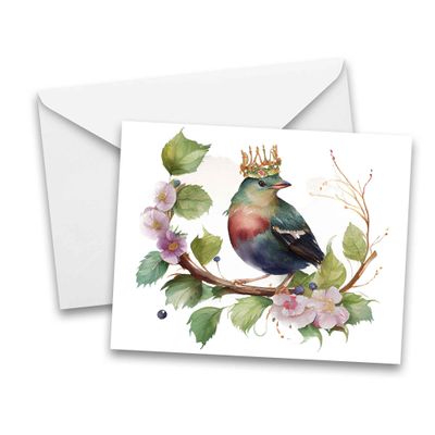 Aria Rae Design Watercolor Notecards, Crowned Bird Greeting Cards - Set of 10, thank you cards, note cards, blank notecard, birthday cards, card set, greeting card