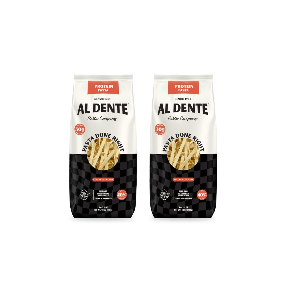 AL DENTE Carba-Nada Egg Fettuccine, Lower Carb, 16g High Protein, Cage Free Eggs, Non-GMO, Artisanal, Homemade Taste & Texture, 10oz Bags (Pack of 2)