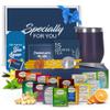 Tea Gifts for Women  Sampler Gift Basket with 15 Unique Blends, Honey Sticks, Stainless Tumbler & Gift-Ready Box (Blue/Blue box) view 1