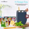 Tea Gifts for Women  Sampler Gift Basket with 15 Unique Blends, Honey Sticks, Stainless Tumbler & Gift-Ready Box (Blue/Blue box) view 3