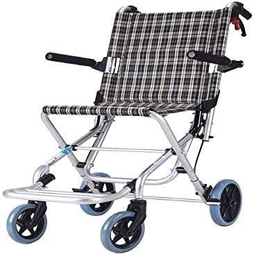 YOtat Ultralight Folding Portable Home Transport Wheelchair Aluminum Transport Portable Home Transport Wheelchair with Adjustable Seat Belt and Storage Bag Portable Travel Chair for Disabled