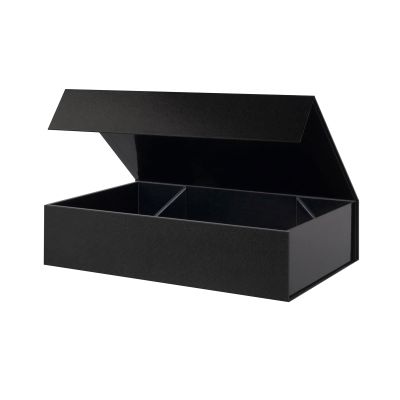BLK&WH Extra Large Gift Boxes 17x11x4 Inches, Black Gift Boxes with Magnetic Closure Lid, Sturdy Shirt Boxes, Rectangle Collapsible Boxes for Clothes (Glossy Black with Grass Texture)