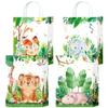 16Pieces Safari Goodie Bags Jungle Animals Party Favor Bags with Handles Zoo Animals Print Candy Bags Woodland Gift Bags for Baby Birthday Jungle Themed Party Supplies (Party-B) view 1
