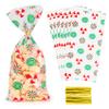 Christmas Treat Bags, 100 Pack Christmas Candy Bags, Cellophane Treat Bag with Twist Ties, Xmas Lollipop Goodie Cookie Gift Bag, Cello Holiday Treat Bags for Gift Wrap Sweets Xmas Party Favor Supplies view 1