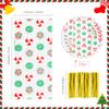 Christmas Treat Bags, 100 Pack Christmas Candy Bags, Cellophane Treat Bag with Twist Ties, Xmas Lollipop Goodie Cookie Gift Bag, Cello Holiday Treat Bags for Gift Wrap Sweets Xmas Party Favor Supplies view 2