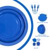 100PCS Blue Paper Plates Disposable Party Tableware Set Includes 7in & 9in Paper Plates Napkins and Forks Party Decoration Supplies for Birthday Graduation Wedding and Holiday, Serve 25 view 3
