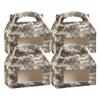 Bio Tek 9.5 x 5 x 5 Inch Gable Boxes For Party Favors, 100 Attractive Gift Boxes - Camouflage Print, Built-In Handle, Paper Barn Boxes, With Clear PET Window, For Parties view 1