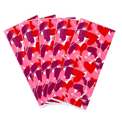 Restaurantware-Bag Tek 5 x 3 x 11 Inch Candy Bags, 4000 Gusseted Printed Candy Bags - Large Hearts, Twist Ties Sold Separately, Plastic Bag, Heat Sealable, for Holding Candies