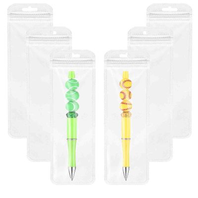 100 Pieces Transparent Beadable Packaging Bags Pen Bags for Packaging Pen Bags Resealable Zipper Pouch Bag for Pen Jewelry Party Favor Food (2.75x8.66inch)
