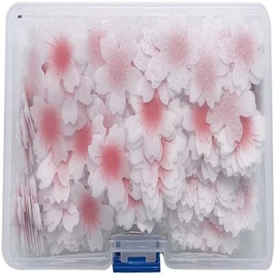100 Pieces/Box Edible Flower Cupcake Toppers, Sticky Rice Paper Decorative Cake Cupcake Toppers for Wedding Birthday Party Cupcake Food Decoration Frosting, Icing and Decorations