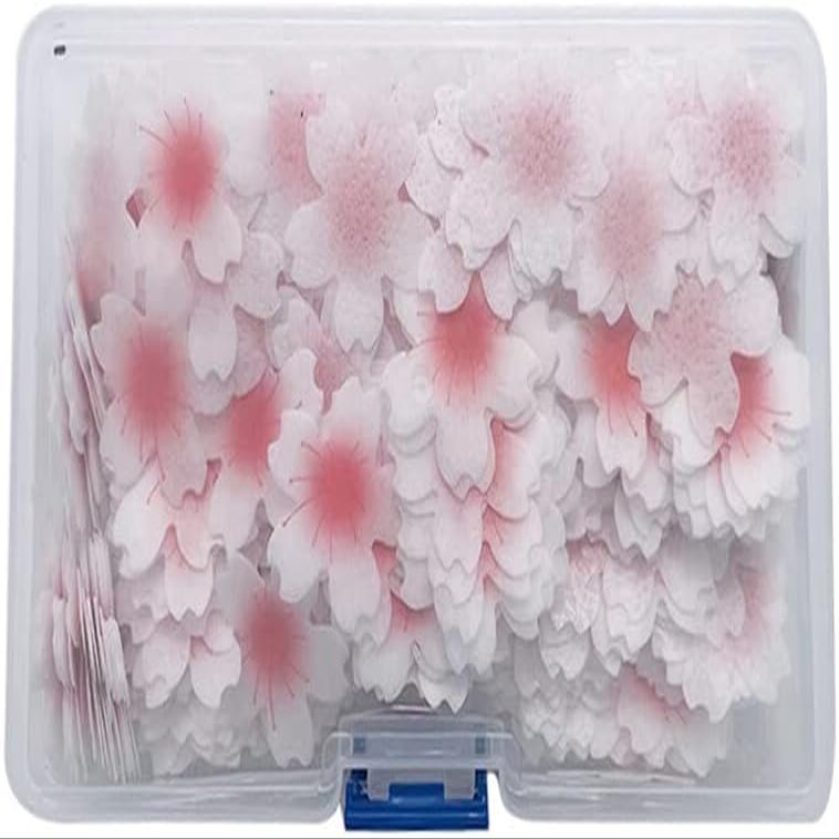100 Pieces/Box Edible Flower Cupcake Toppers, Sticky Rice Paper Decorative Cake Cupcake Toppers for Wedding Birthday Party Cupcake Food Decoration Frosting, Icing and Decorations