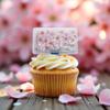 100 Pieces/Box Edible Flower Cupcake Toppers, Sticky Rice Paper Decorative Cake Cupcake Toppers for Wedding Birthday Party Cupcake Food Decoration Frosting, Icing and Decorations view 3