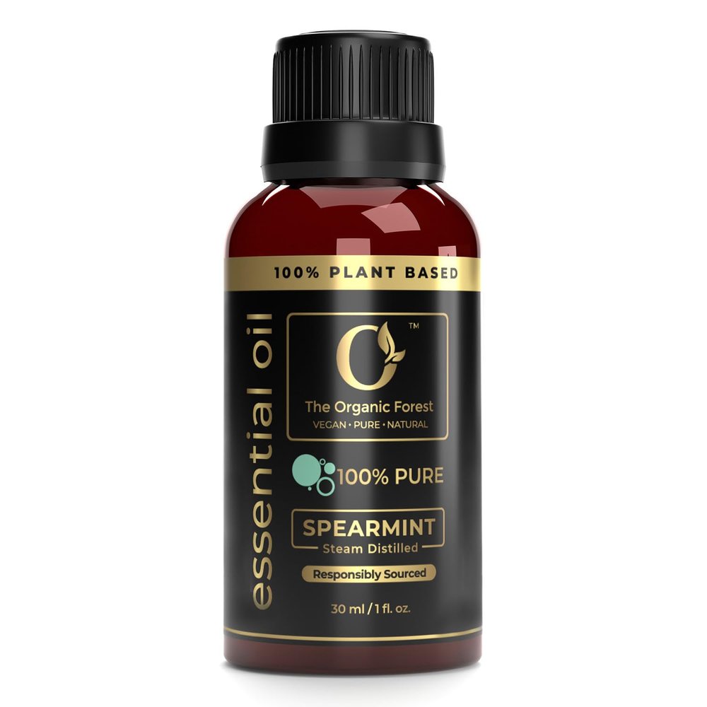 100% Plant Based Spearmint Essential Oil - Pure & Natural for Face, Skin and Diffuser | Organic Spearmint Oil for Facial Hair Care, Pcos, Aromatherapy | Relaxing Massage Oil with Aromatherapy Benefits