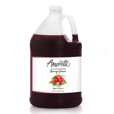 Amoretti - Wild Strawberry Beverage Infusion, (10 lbs) - Drink Mix & Water Enhancer with Pump for Flavoring Cocktails, Waters, Teas, Mocktails, and other Beverages, Preservative Free, Gluten Free