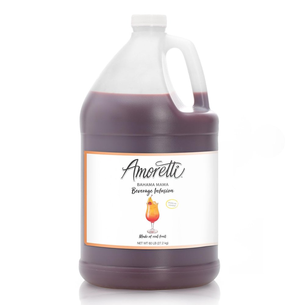 Amoretti - Bahama Mama Beverage Infusion, (10 lbs) - Drink Mix & Water Enhancer with Pump for Flavoring Cocktails, Waters, Teas, Mocktails, and other Beverages, Preservative Free, Gluten Free