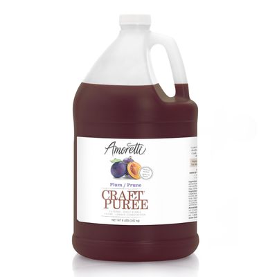 Amoretti - Plum Craft Puree 8 lbs - Perfect for Brewing, Cocktails, and other Beverages, Made of Real Fruit, No Preservatives, Filtered, Super Concentrated, Fully Pasteurized, TTB Registered