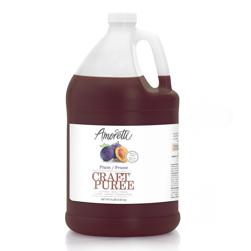 Amoretti - Plum Craft Puree 8 lbs - Perfect for Brewing, Cocktails, and other Beverages, Made of Real Fruit, No Preservatives, Filtered, Super Concentrated, Fully Pasteurized, TTB Registered