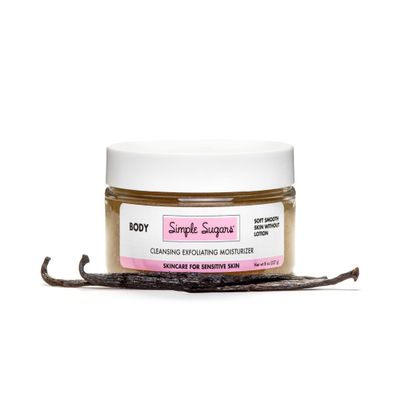 Simple Sugars Vanilla Body with Emu Oil - All-Natural Cleansing Exfoliating Moisturizer for Sensitive Skin, Dry Skin, Eczema, Psoriasis, KP