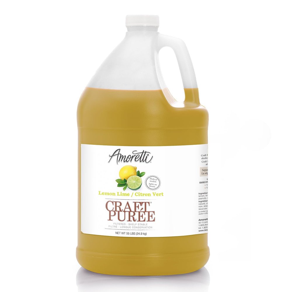Amoretti - Lemon Lime Craft Puree 9 lbs, Perfect for flavoring Cocktail, Brewing, Beer, Wine, alcoholic beverages, and Mocktail, Drink Mix, Mixers, Made of Real Fruit, No Preservatives