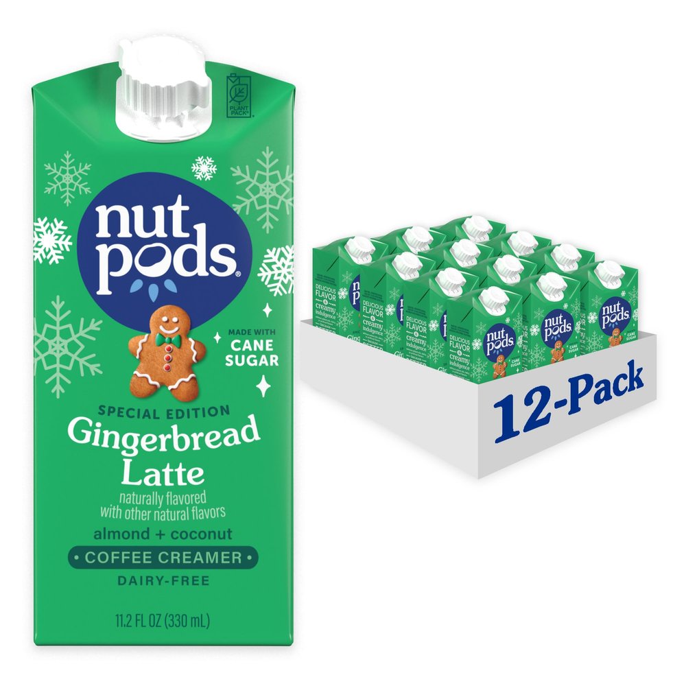 nutpods Gingerbread Latte Non Dairy Coffee Creamer, Sweetened with Organic Cane Sugar, Made from Almonds and Coconuts, Gluten Free, Non-GMO, Vegan, Kosher, Plant Based (12-Pack)