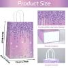 12Pcs Purple and Silver Gift Bags Glitter Diamond Goodie Bag Happy Birthday Treat Bag Glitter Purple Candy Bags Supplies for Wedding Bridal Baby Shower Holiday Party Favors Decorations 4.7*3.15*8inch view 2