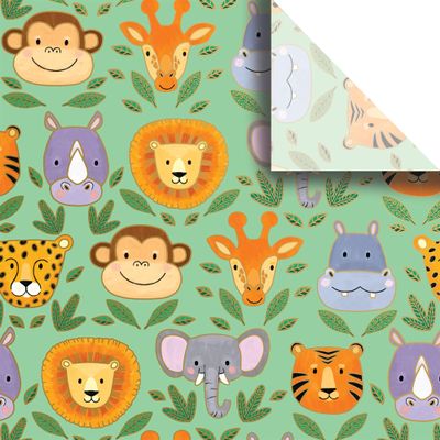 Jillson & Roberts 20" x 30" Printed Gift Tissue, Jungle Animals (24 Folded Sheets)