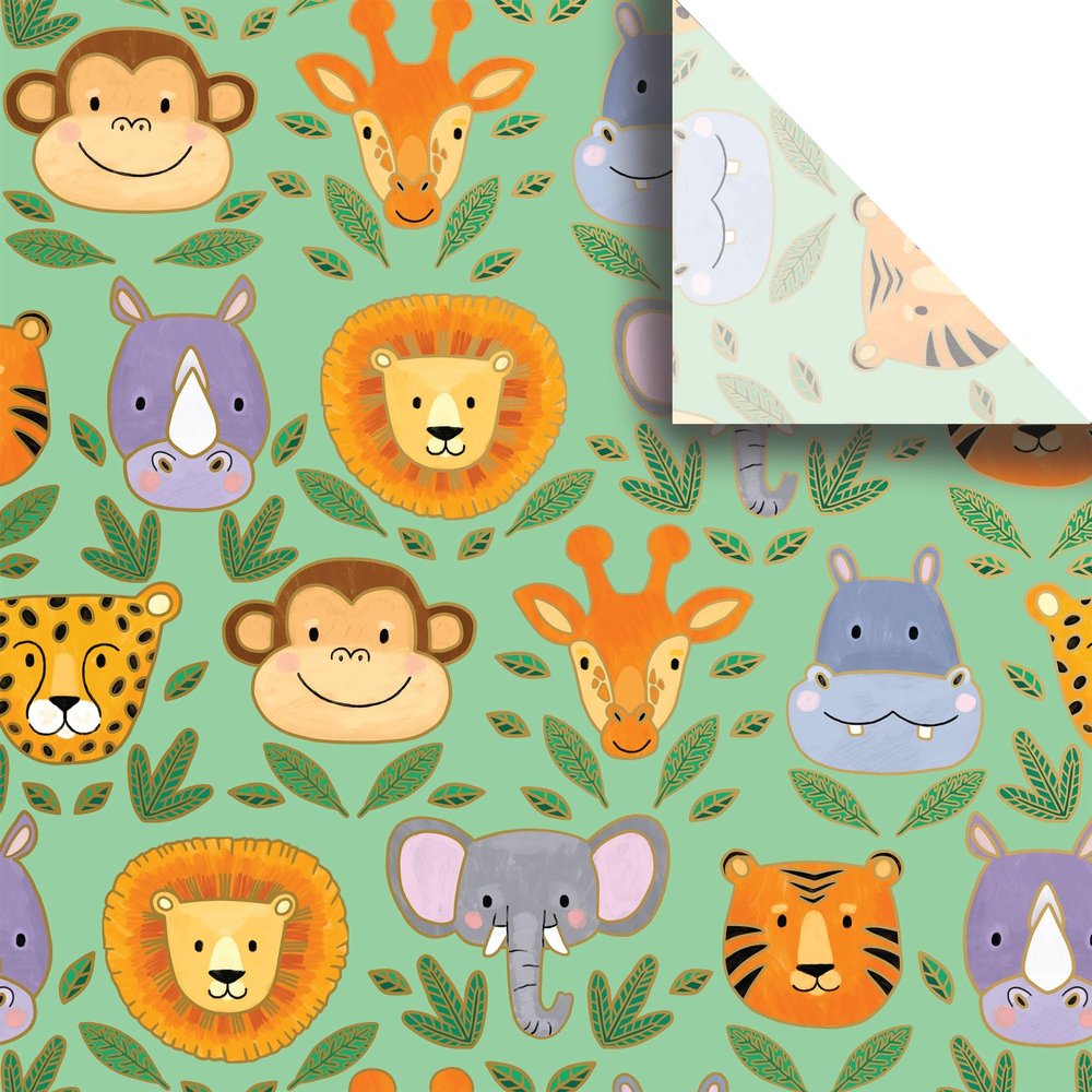 Jillson & Roberts 20" x 30" Printed Gift Tissue, Jungle Animals (24 Folded Sheets)