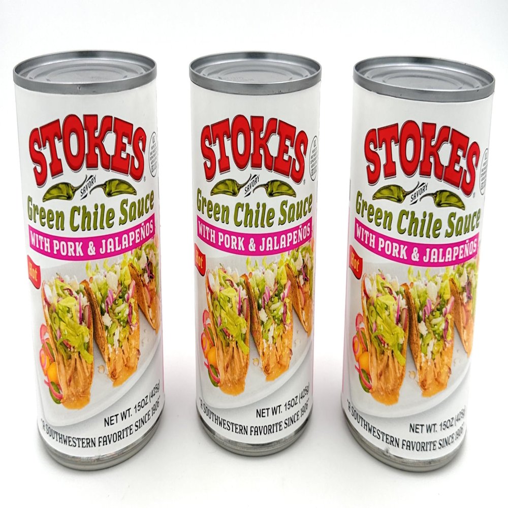 Stokes Green Chile Sauce with Pork and Jalapenos Pack of 3