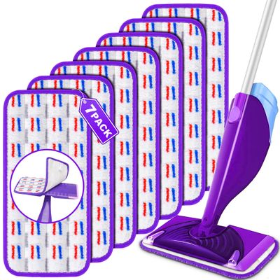 7 Pack Reusable Mop Pads for Swiffer WetJet, Wet Pads Refill for Swiffer Wet Jet, Microfiber Mop Pads Machine Washable Wet Dry Pads Refill for Laminate, Hardwoods, Vinyl, Marble, Stone and Glass