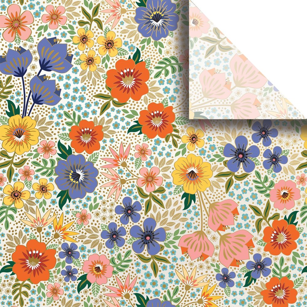 Jillson & Roberts 20" x 30" Printed Gift Tissue, Golden Floral (48 Folded Sheets)