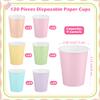 URATOT 120 Pieces 9 Ounce Disposable Paper Cups Pastel Rainbow Party Cups Drinking Cups for Party, DIY and Holiday, 6 Colors view 2