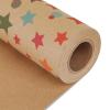 NESCCI Birthday Wrapping Paper,Gift Wrapping Paper Roll,Kraft Wrapping Paper-17 inch X 32.8 Feet Per roll,Colorful Stars Pattern For Boys Girls, Perfect For Birthday Party, Baby Shower view 1