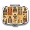 Square Pill Box 2 Compartment Pill Case for Purse & Pocket Small Pill Organizer Ancient Egypt Tribe Series Travel Pillbox Portable Oil Storage Box Metal Medicine Vitamin Organizer Unique Gift view 1