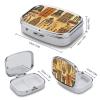 Square Pill Box 2 Compartment Pill Case for Purse & Pocket Small Pill Organizer Ancient Egypt Tribe Series Travel Pillbox Portable Oil Storage Box Metal Medicine Vitamin Organizer Unique Gift view 2