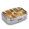 Square Pill Box 2 Compartment Pill Case for Purse & Pocket Small Pill Organizer Ancient Egypt Tribe Series Travel Pillbox Portable Oil Storage Box Metal Medicine Vitamin Organizer Unique Gift view 3