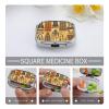 Square Pill Box 2 Compartment Pill Case for Purse & Pocket Small Pill Organizer Ancient Egypt Tribe Series Travel Pillbox Portable Oil Storage Box Metal Medicine Vitamin Organizer Unique Gift view 4