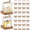 Cunno 36 Set 3.5 x 3.5 x 4.3 in Candle Gift Package Valentine's Transparent Box 4-18 oz Handmade Tealight Candle Holder Paper Bottom Ribbon for Wedding Baby Shower Party Mug(Kraft Color) view 1
